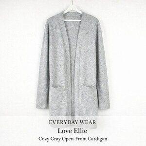 Love Ellie Cozy Gray Open-Front Longline Cardigan Women’s Small NWOT